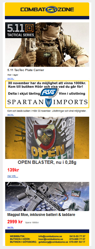 Combat Zone nyhetsbrev november