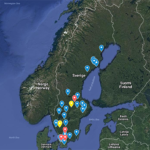 Karta över spelplatser i Sverige
