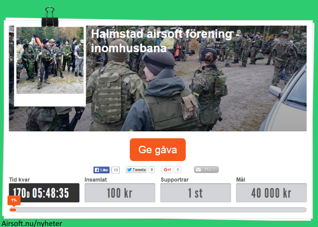 Insamling inomhusbana Halmstad