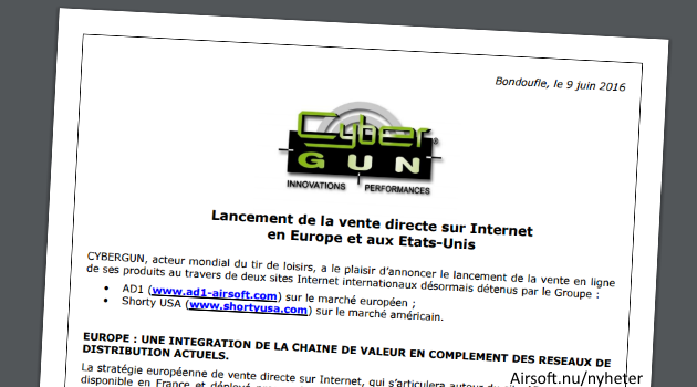 Cybergun börjar med direktförsäljning till konsumenter