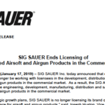 Sig Sauer slutar licensiera SIG-produkter till andra